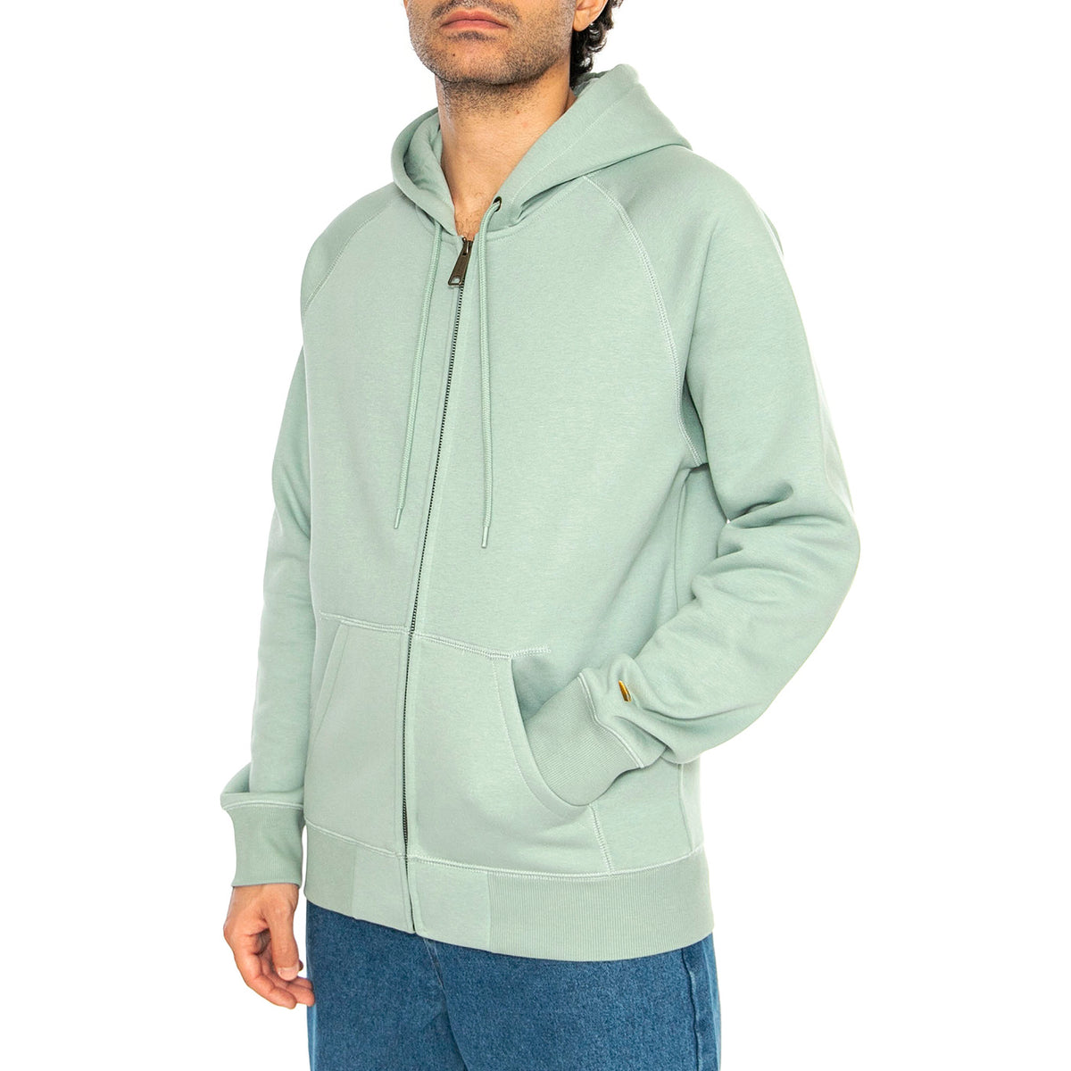 Hooded Chase Jacket Frosted Green / Gold - Felpa con Cappuccio e Zip Uomo Verde I033664.2O2XX . CARHARTT WIP 