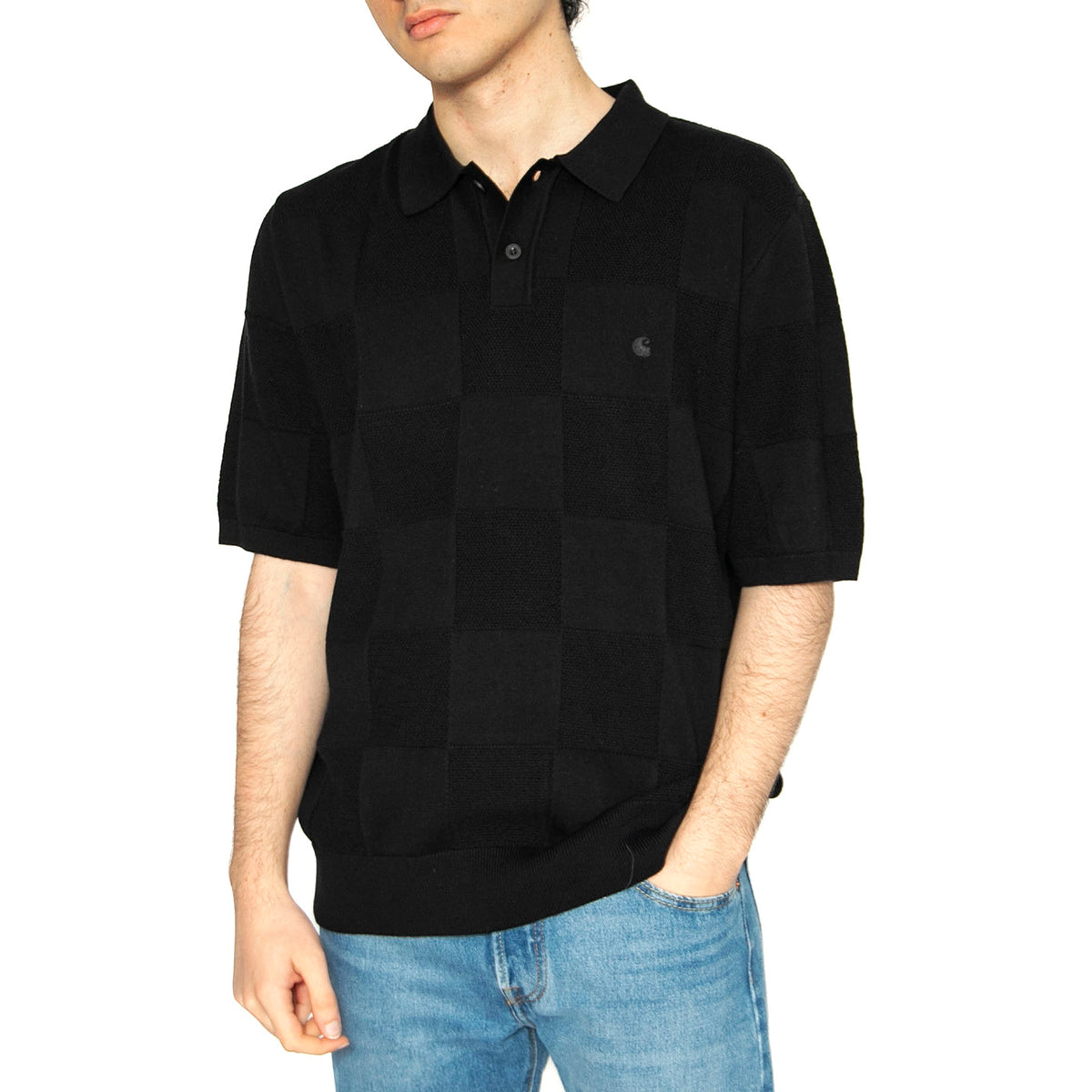 S/S Checker Polo Black - Polo Uomo Nera I034535.89XX . CARHARTT WIP 
