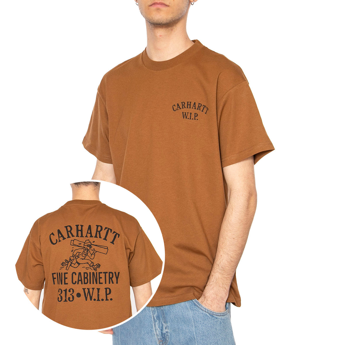 S/S Cabinetry T-Shirt Hamilton Brown / Black - Maglietta Girocollo Uomo Marrone I034779.08WXX . CARHARTT WIP 