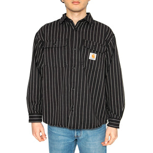 Hendry Shirt Jac Seaton Stripe, Black / Wax - Camicia Uomo Nera I034827.2MB02 . CARHARTT WIP 