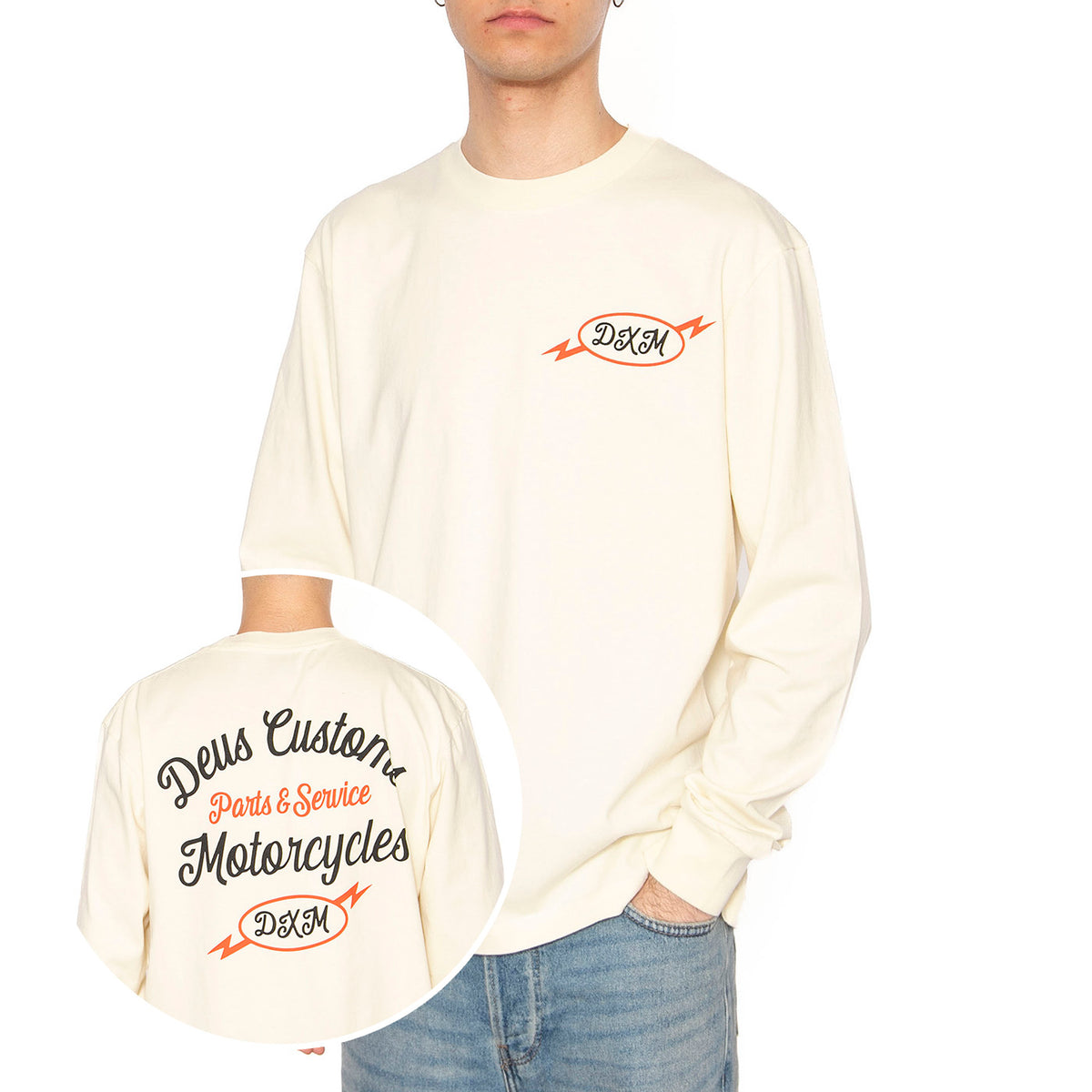 Iota Ls Tee Dirty White Maglietta Girocollo Maniche Lunghe Uomo Beige DMP251946A_DWH . DEUS EX MACHINA 