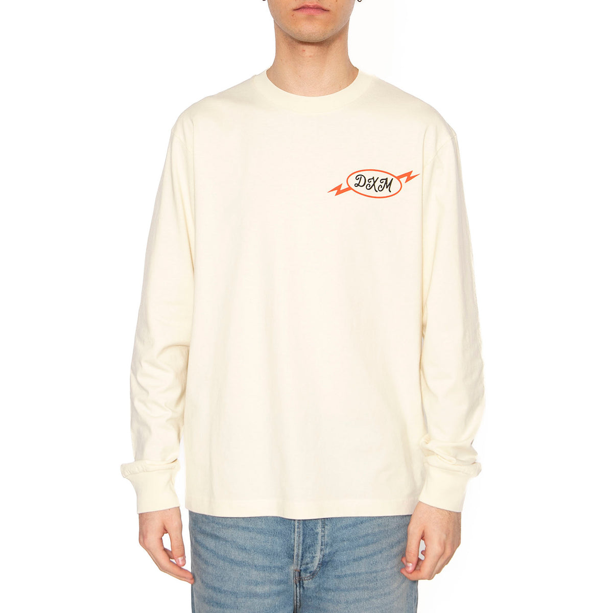 Iota Ls Tee Dirty White Maglietta Girocollo Maniche Lunghe Uomo Beige DMP251946A_DWH . DEUS EX MACHINA 