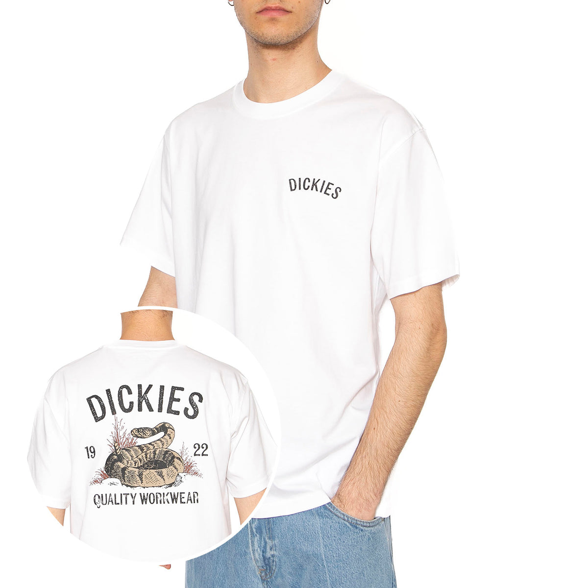Dickies Snake SS Tee White - Maglietta Girocollo Uomo Bianca DK0A4Z990WH1 . DICKIES 