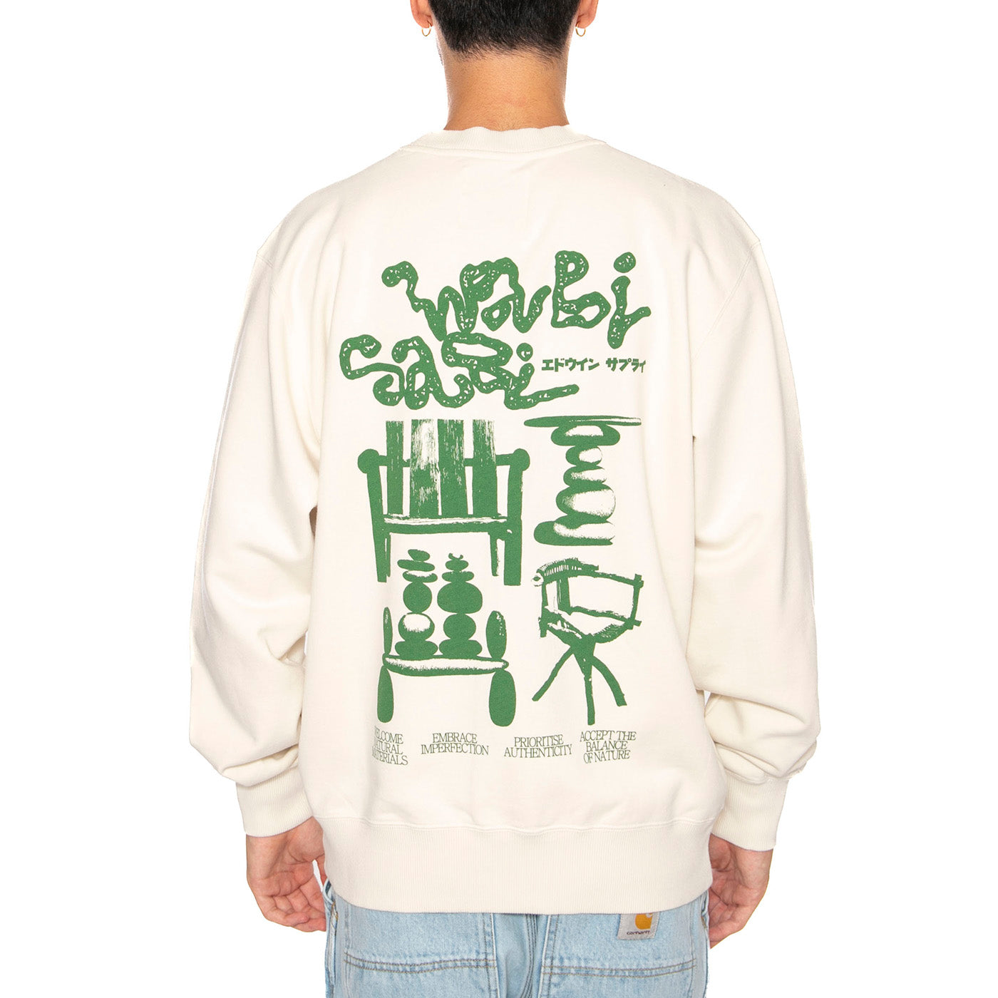 EDWIN EMBRACE IMPERFECTION SWEAT WHISPER WHITE - Felpa Girocollo Uomo Beige I036082-WHW . EDWIN 