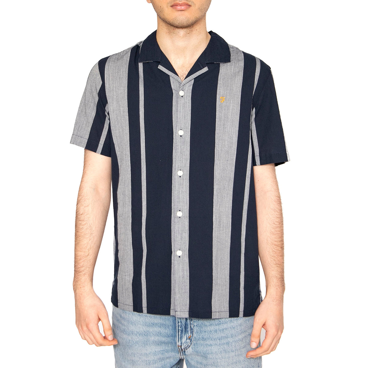 Alton SS Stripe Rev True Navy - Camicia Maniche Corte Uomo Multicolore F4WSF048412 . FARAH 