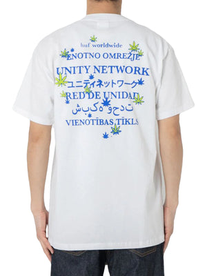 HUF UNITY NETWORK T-SHIRT WHITE - Maglietta Girocollo Uomo Bianca TS02416 . HUF 