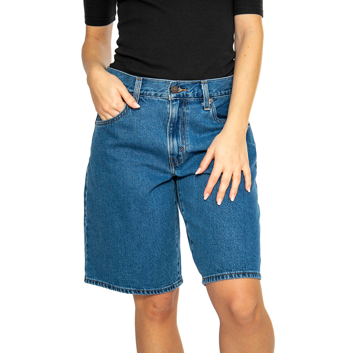Baggy Dad Jort Dark Indigo Flat Finish - Bermuda Denim Jeans Donna Blu 000MJ-0001 . LEVIS 