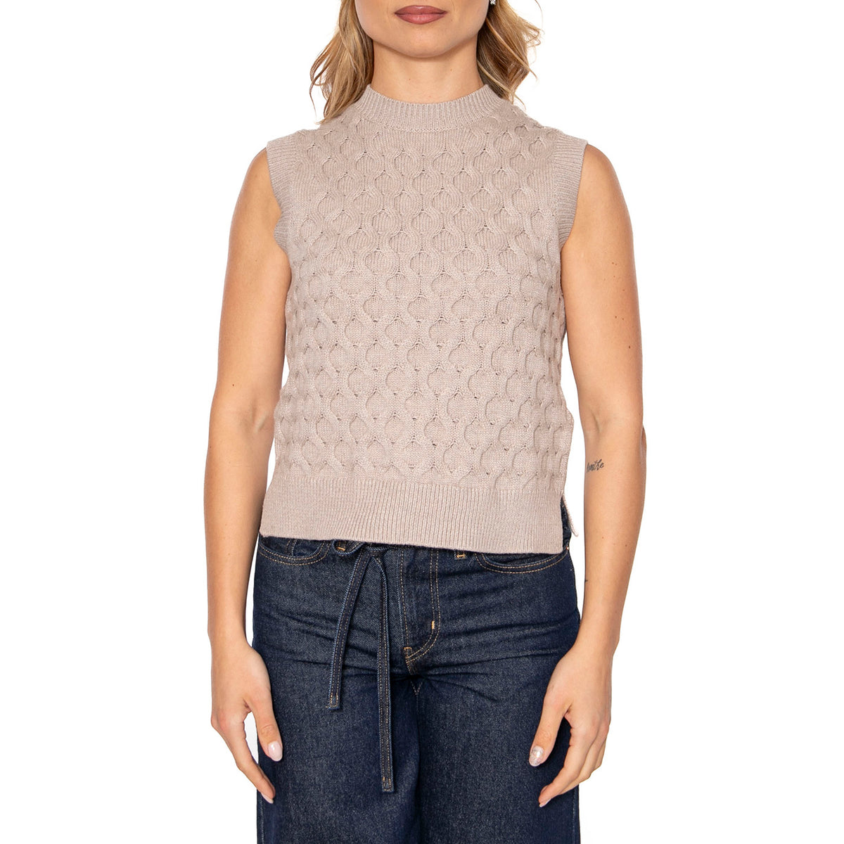 Bluebell Cable Vest Mid Oatmeal Heather - Canotta in Maglia Donna Beige 0012J-0000 . LEVIS 