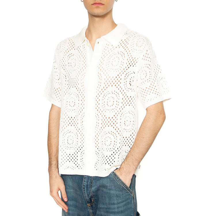 Sweater Camp Shirt Pointelle Crochjet Egret - Camicia Maniche Corte Uomo Bianca 0013G-0000 . LEVIS 
