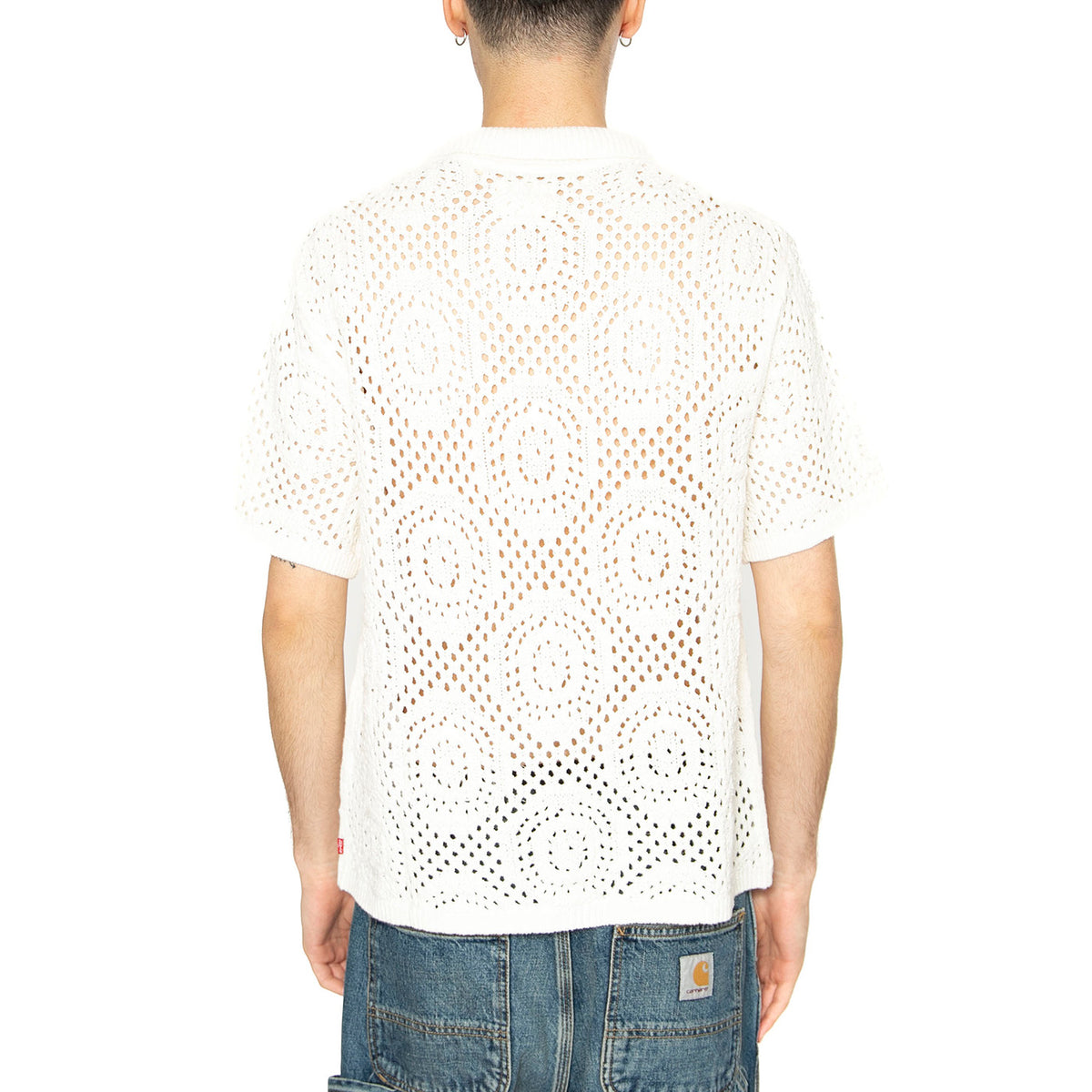 Sweater Camp Shirt Pointelle Crochjet Egret - Camicia Maniche Corte Uomo Bianca 0013G-0000 . LEVIS 