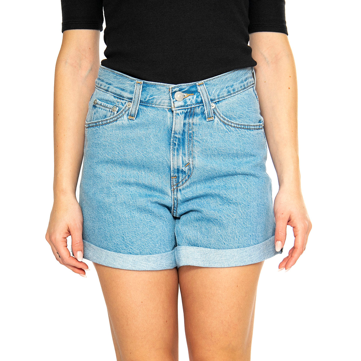 Rolled 80s Mom Shorts Med Indigo Flat Finish - Bermuda Denim Jeans Donna Blu A5564-0006 . LEVIS 