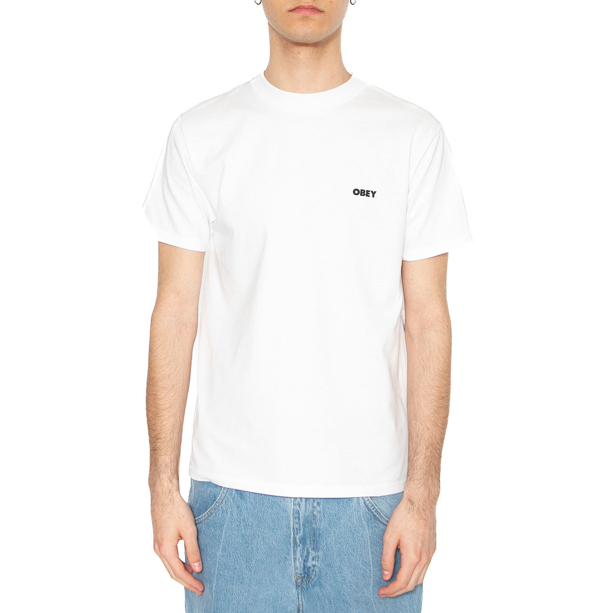Obey Icon Stencile Flame Tee White - Maglietta Girocollo Uomo Bianca 165264048-WHT . OBEY 