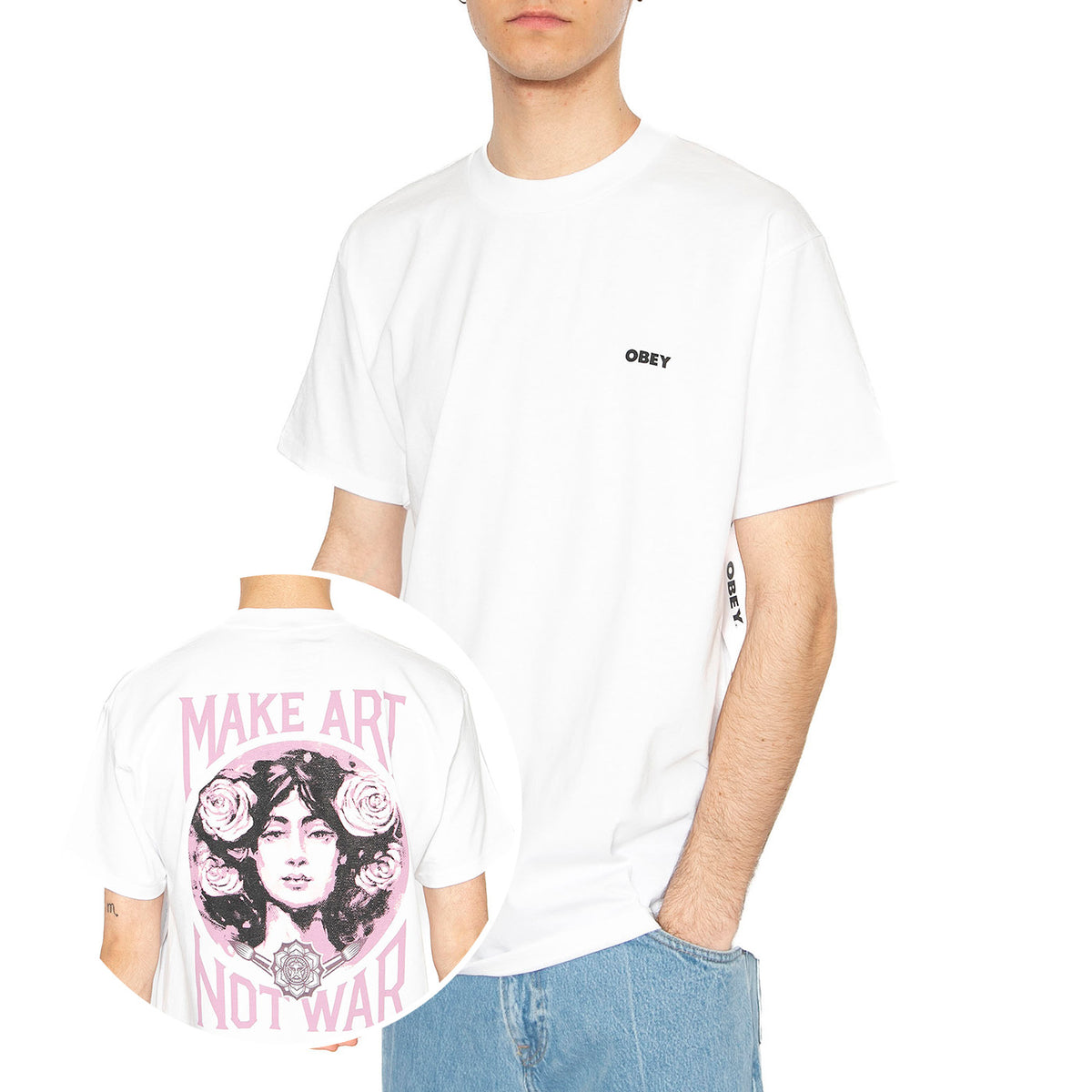 Obey Make Art Not War Tee White - Maglietta Girocollo Uomo Bianca 165264062-WHT . OBEY 