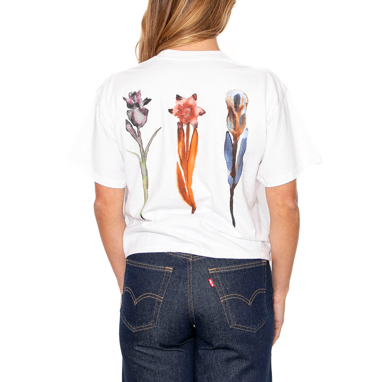 Obey Water Color Flower Tee White  - Maglietta Girocollo Donna Bianca 267622658-WHT . OBEY 