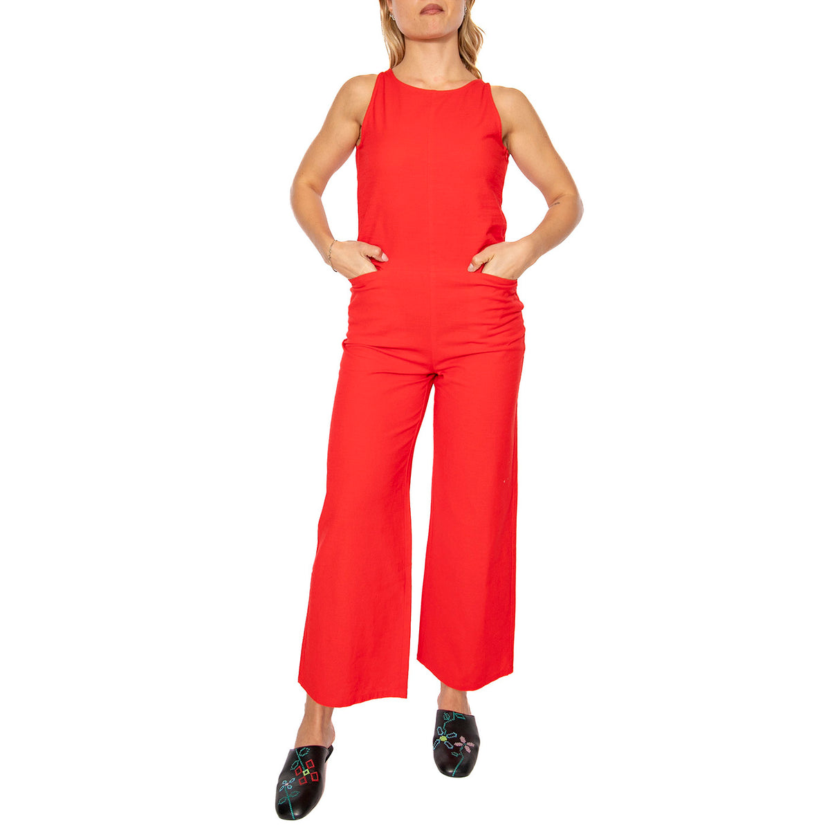 Fiery Red Adriana Jumpsuit - Tuta Donna Rossa WJS00110-RED . THINKING MU 