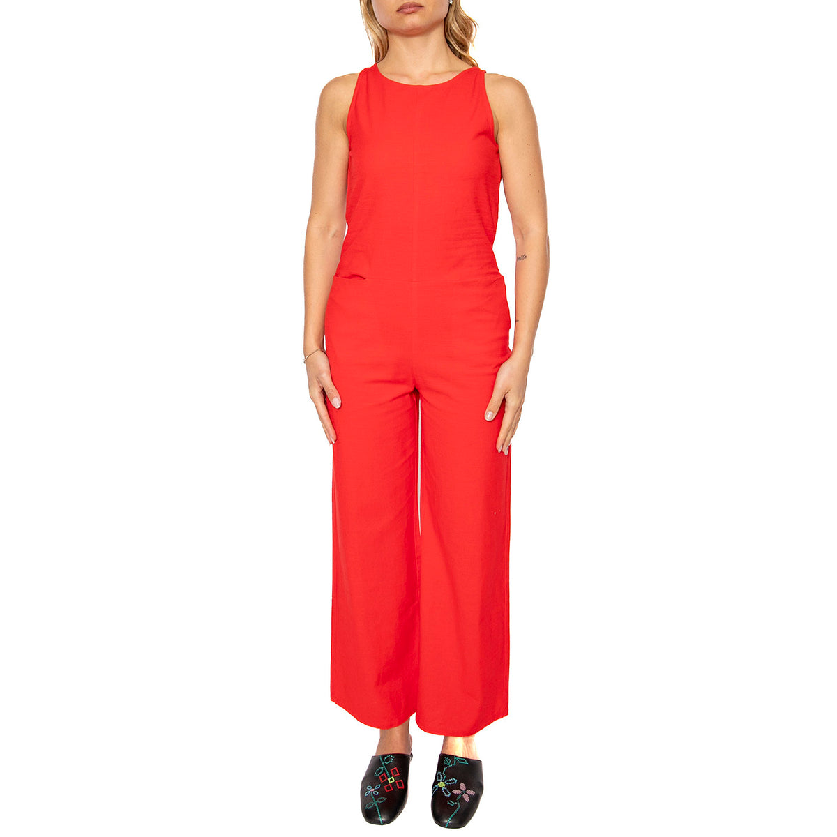 Fiery Red Adriana Jumpsuit - Tuta Donna Rossa WJS00110-RED . THINKING MU 