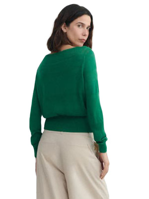 BE SEMI TRANSPARENT KNITTED GREEN - Maglia Donna Verde WKN00220 . THINKING MU 