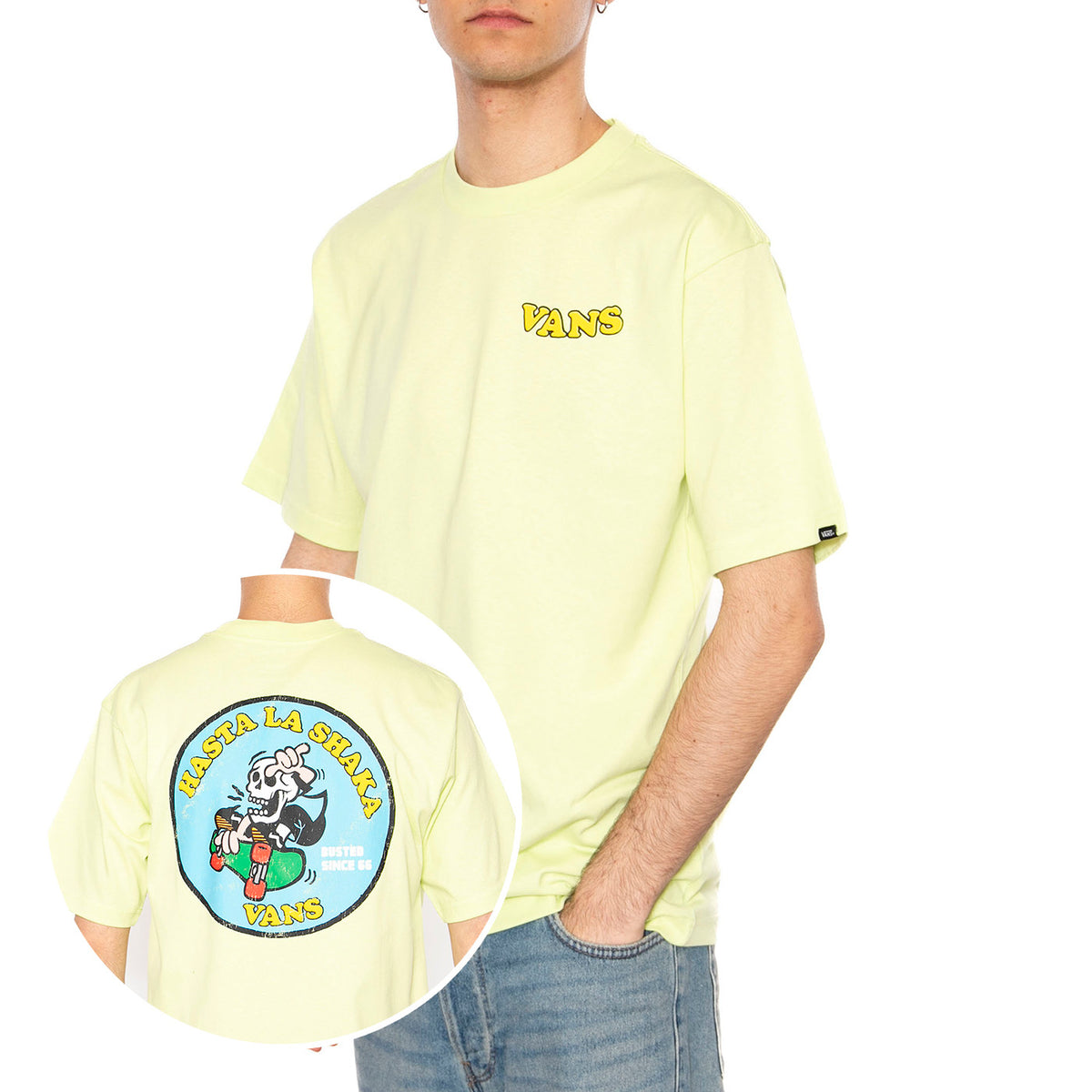 Skull La Shaka Loose SS Shadow Lime - Maglietta Girocollo Uomo Bianca VN000NWGCLH1 . VANS 