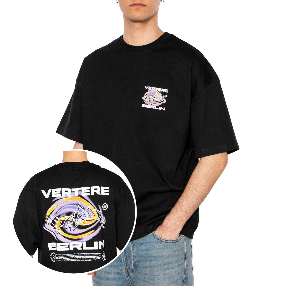 Hypno T-Shirt Black - Maglietta Girocollo Uomo Nera VER-T287-BLK . VERTERE BERLIN 