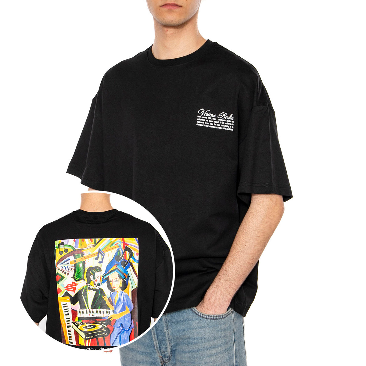 20s T-Shirt Black - Maglietta Girocollo Uomo Nera VER-T291-BLK . VERTERE BERLIN 
