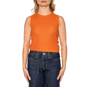 Top de Punto Textura Waffle Naranja Orange Top - Top Donna Arancione 51W/10603 . WILD PONY 