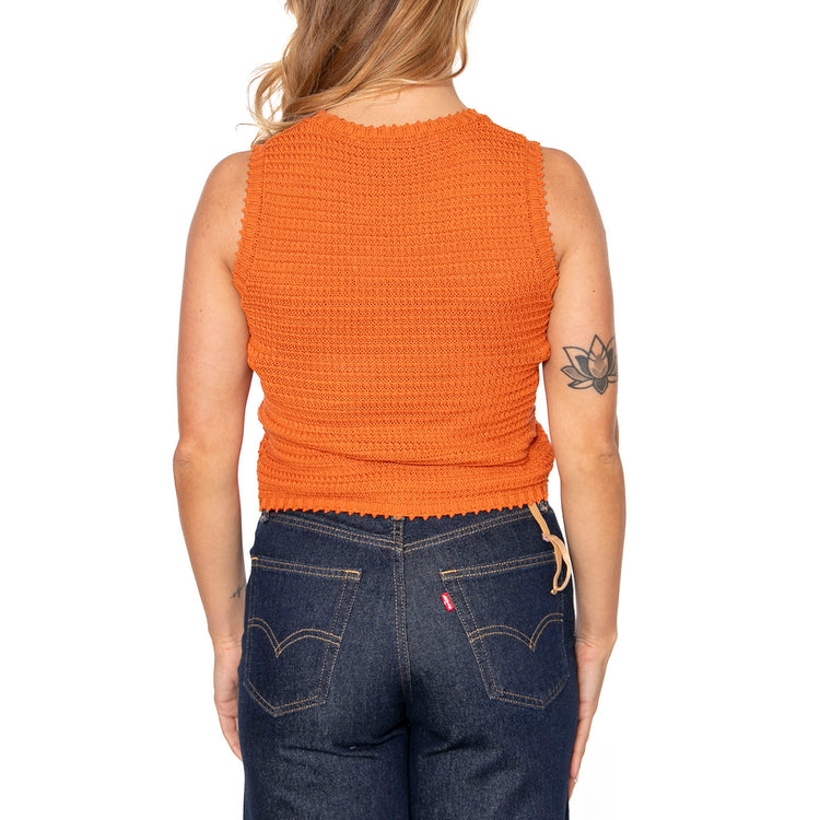 Top de Punto Textura Waffle Naranja Orange Top - Top Donna Arancione 51W/10603 . WILD PONY 
