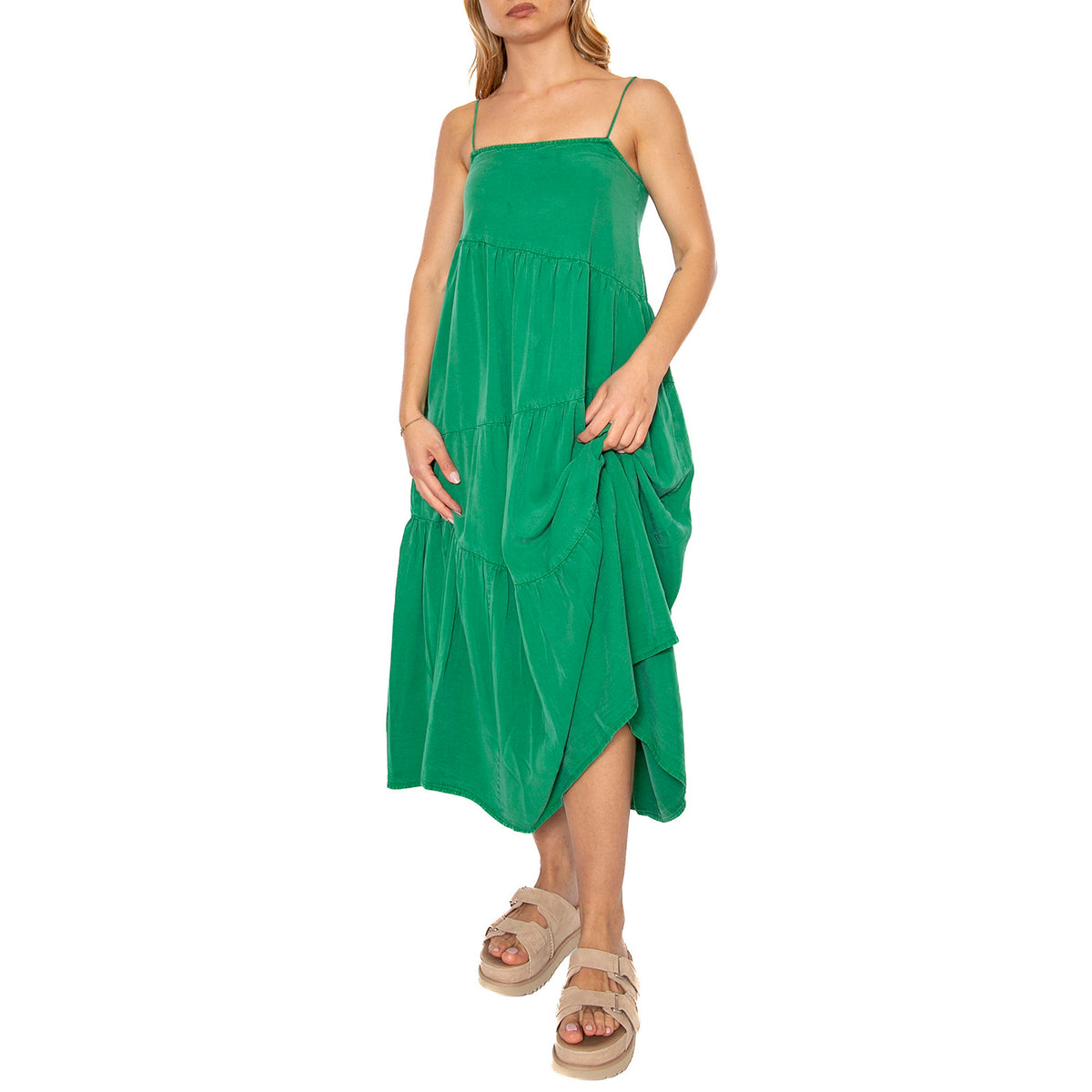 Vestido largo amplio verde - Abito Donna Verde 51W/41220 . WILD PONY 