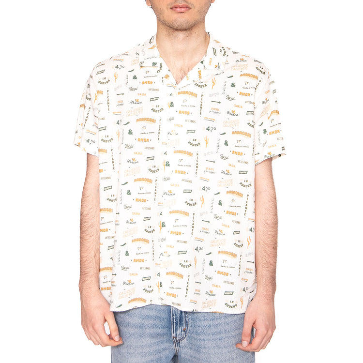 Sabros Aloha Shirt White - Camicia Maniche Corte Uomo Bianca / Multi 1963-WHITE . BRAVA FABRICS 