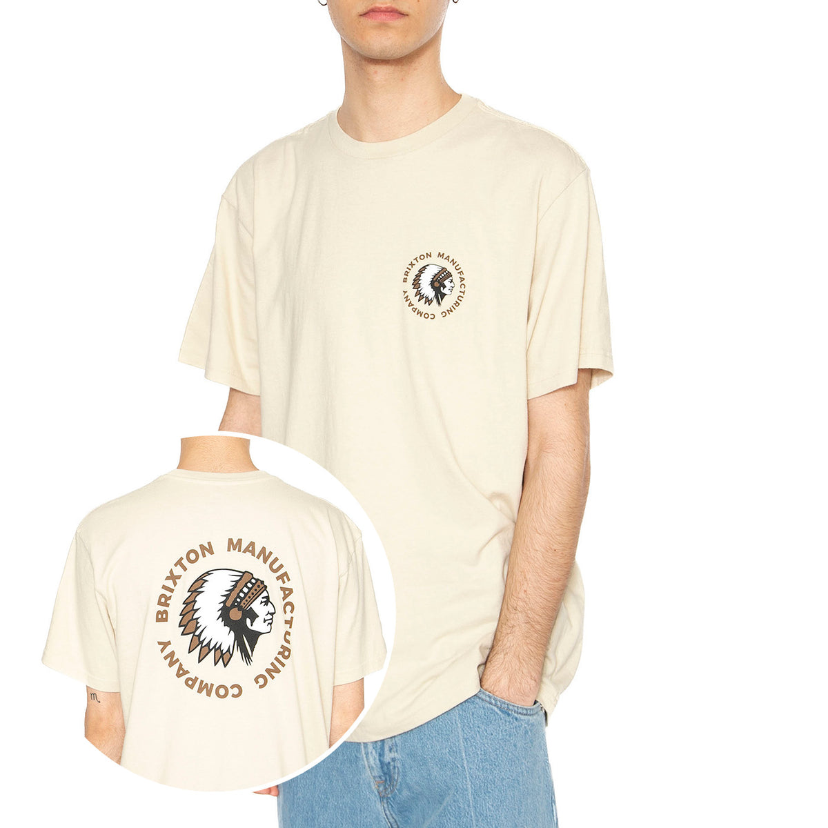 Ruval Stampa S/S STT - Maglietta Girocollo Uomo Beige 16551-CRBGD . BRIXTON 