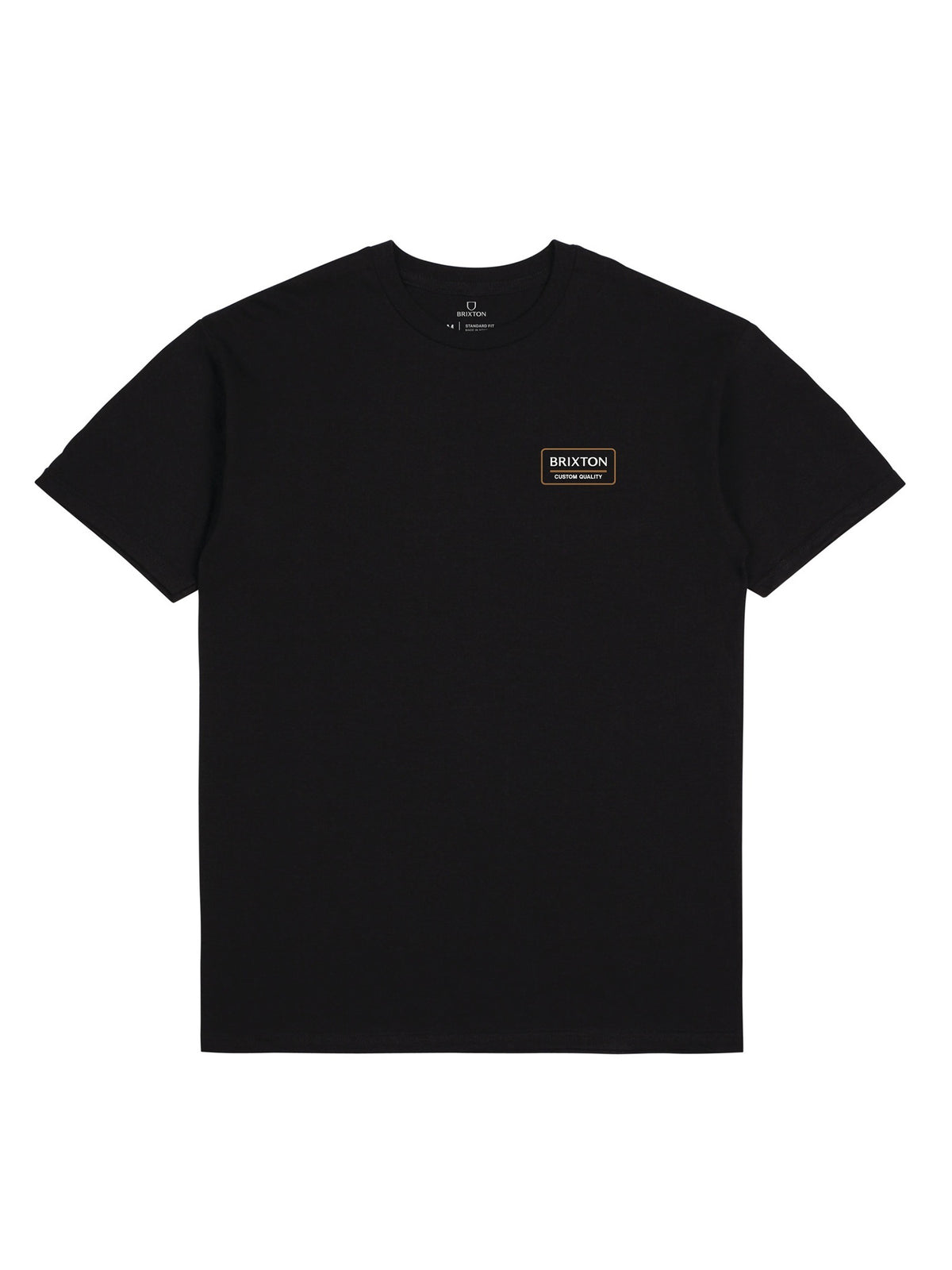 PALMER PROPER S/S STT BLACK / BRIGHT GOLD - Maglietta Girocollo Uomo Nera 16616-BLKBG . BRIXTON 