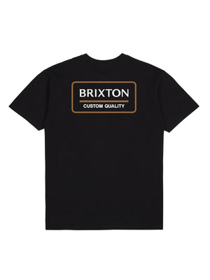 PALMER PROPER S/S STT BLACK / BRIGHT GOLD - Maglietta Girocollo Uomo Nera 16616-BLKBG . BRIXTON 