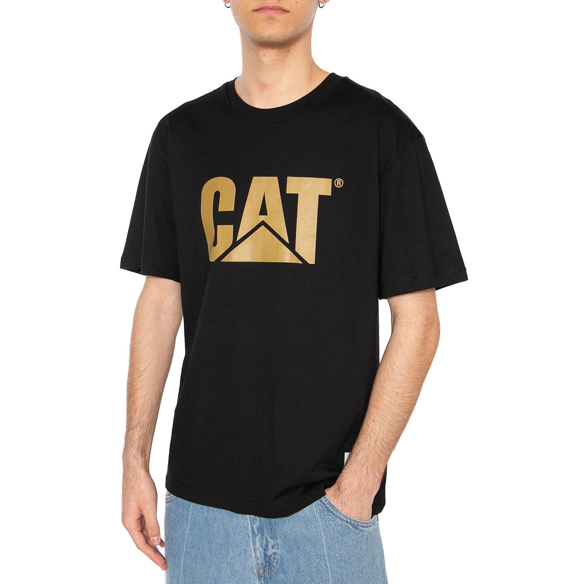 Logo T-Shirt Black - Maglietta Girocollo Uomo Nera 6010111-10158 . CAT 