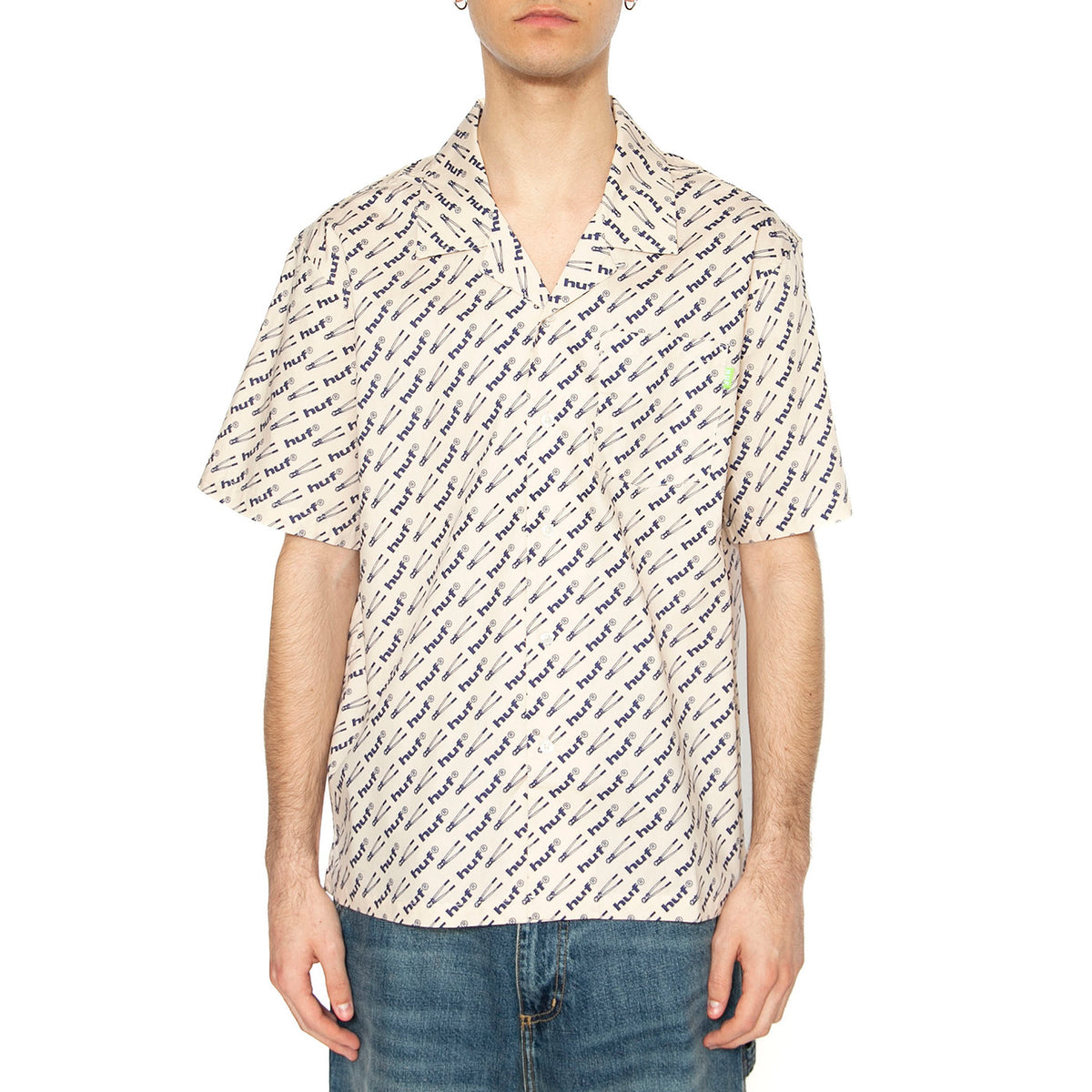 Breaker S/S Woven Top - Camicia Maniche Corte Uomo Multicolore BU00158-NATUR . HUF 