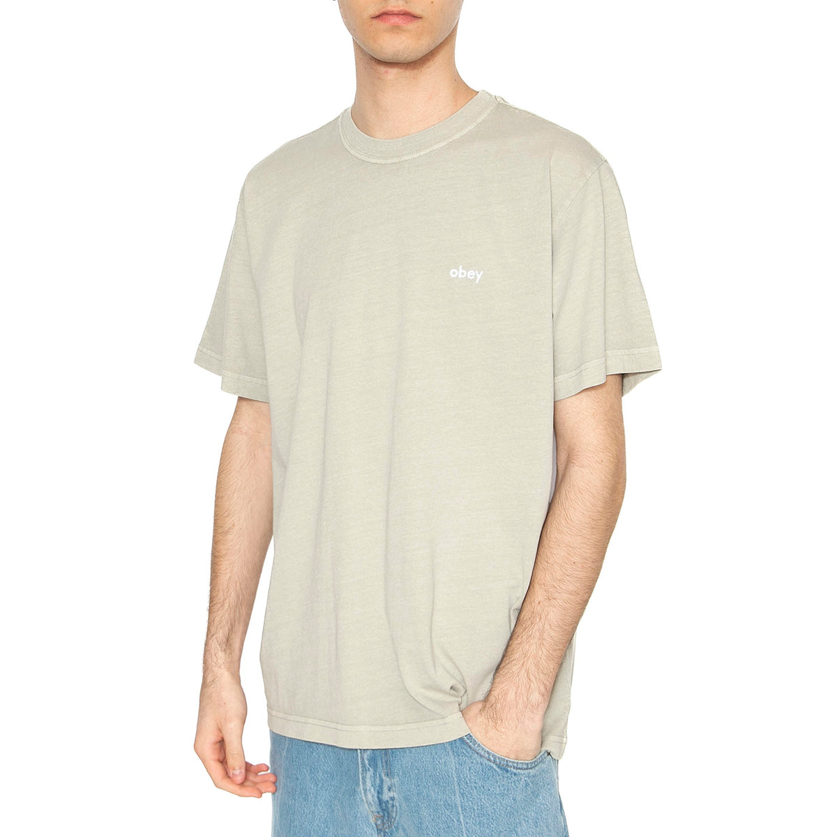 Lowercase Pigment Tee SS Green - Maglietta Girocollo Uomo Verde 131080353-ABS . OBEY 