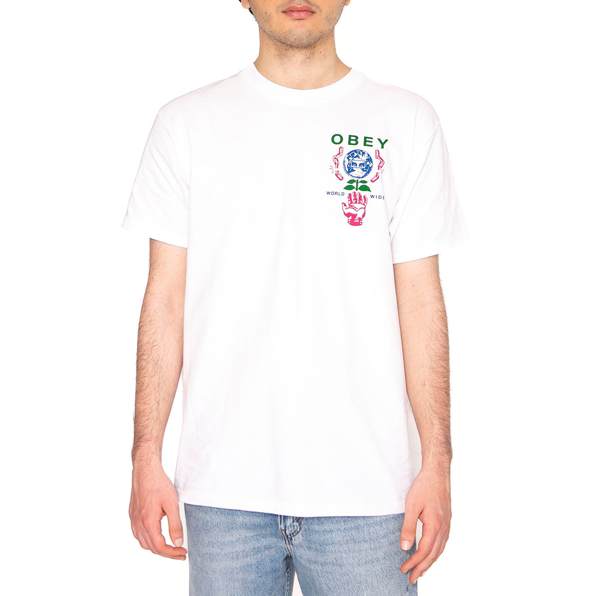 Obey Helping Hand Tee White - Maglietta Girocollo Uomo Bianca 165263942-WHT . OBEY 