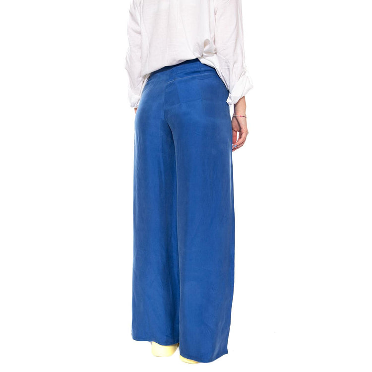 PANTALÓN CREPÉ AZUL - Pantaloni Larghi Donna Blu 61W/11219 BLUE WILD PONY 