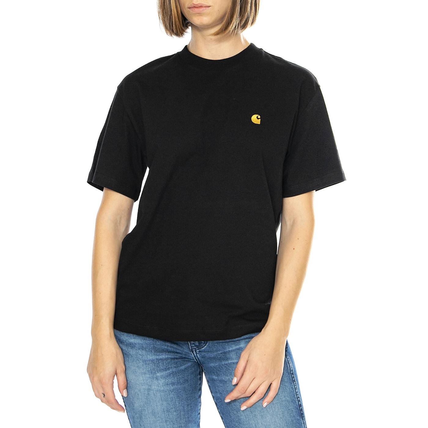 W' S/S Chase T-Shirt Black / Gold - Maglietta Girocollo Donna Nera I033045.00FXX . CARHARTT WIP 