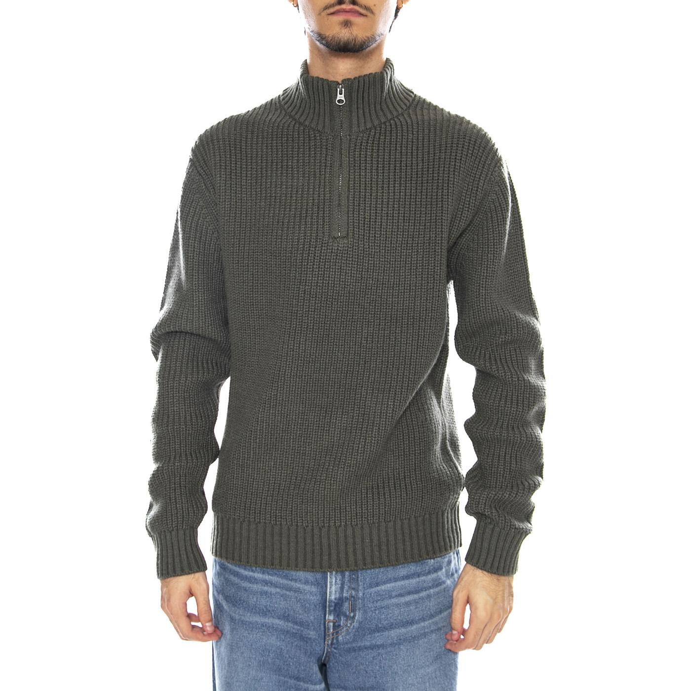 Clean Half Zip Knit Olive Gray - Maglione Collo Alto Uomo Grigio 112370539 . LEE 