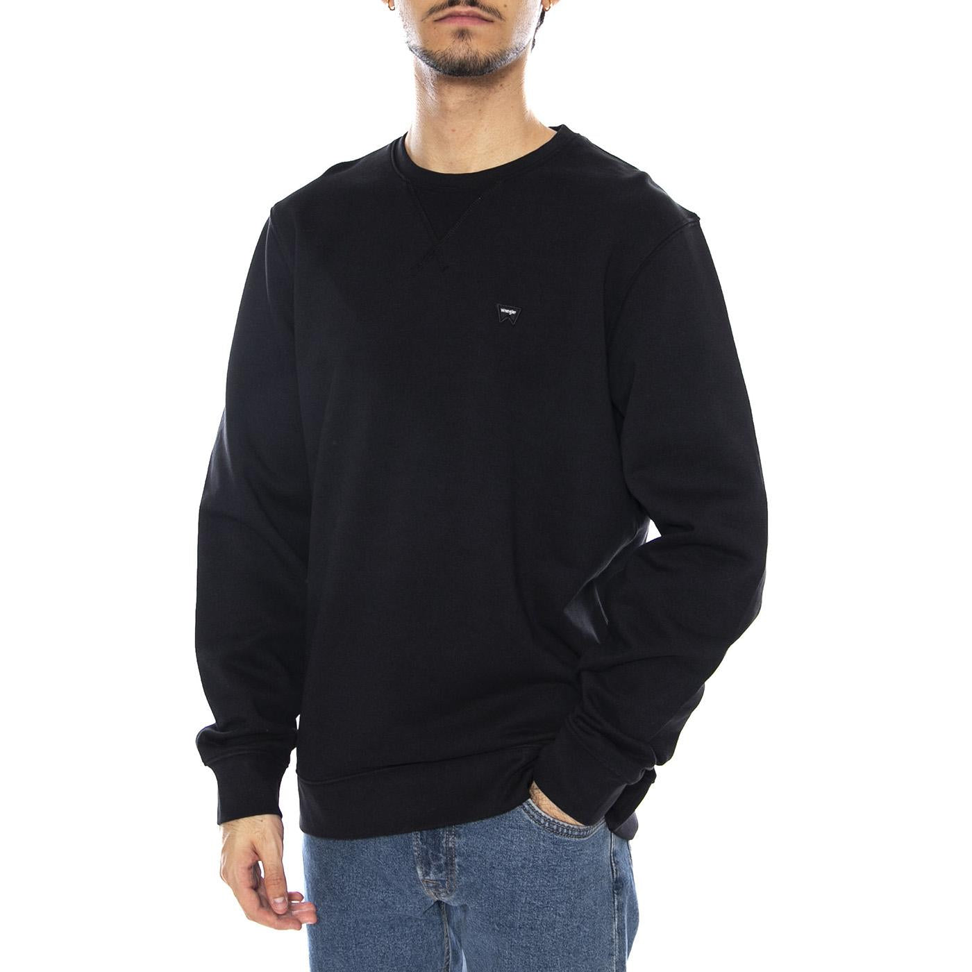 Sign Off Crew Black - Felpa Girocollo Uomo Nera 112350535  WRANGLER 