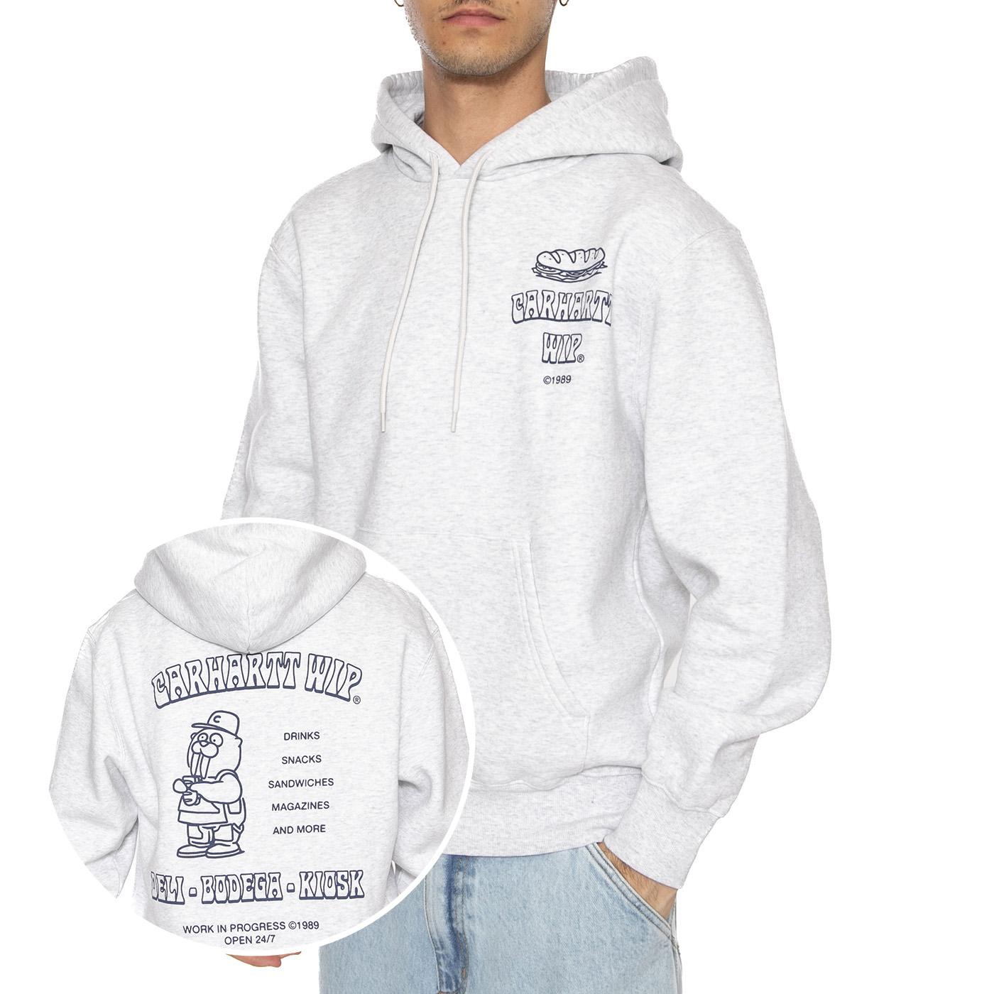 Hooded Sandwich Sweat Ash Heather / Blue - Felpa Uomo Grigia I035277.1V1XX . CARHARTT WIP 