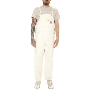 Wesley Bib Natural Rinsed - Salopette Denim Jeans Uomo Bianca I031494-0502  CARHARTT WIP 