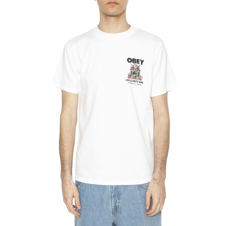 Obey Love & Unity Now Tee White - Maglietta Girocollo Uomo Bianca 165264103-WHT  OBEY 