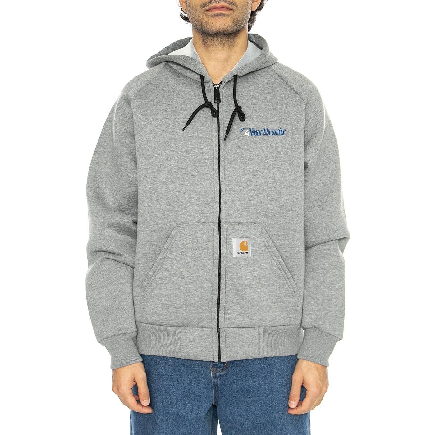 Harttronix Car-Lux Hooded Jack Dark Grey Heather / Grey - Felpa con Cappuccio e Zip Uomo Grigia I034454.2O6XX  CARHARTT WIP 