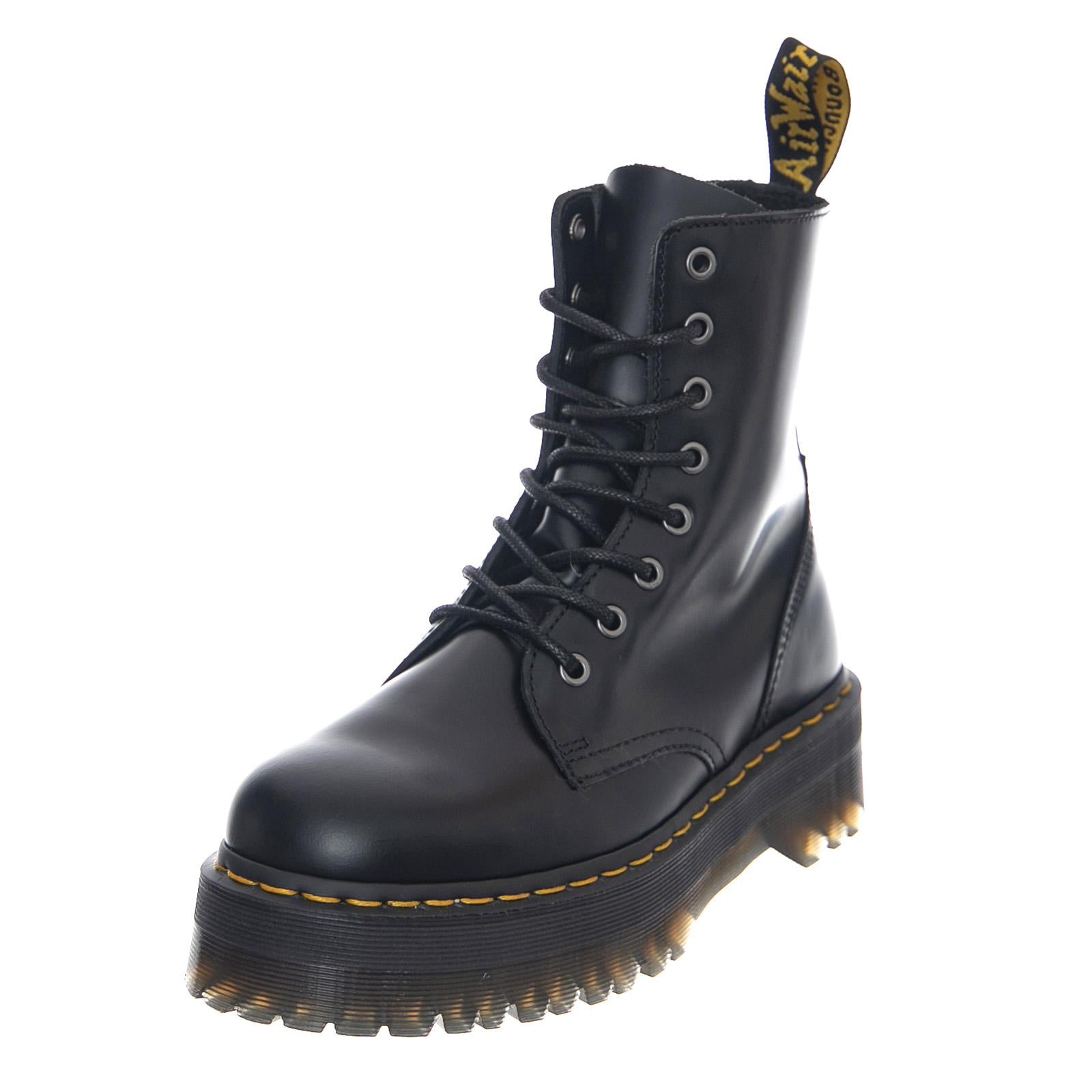 Jadon - Polished Smooth Black - Anfibi Stringati Donna Neri DMSJADONBK15265001 . DR.MARTENS 