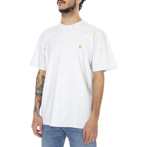 S/S Chase T-Shirt Ash Heather / Gold - Maglietta Girocollo Uomo Grigio Melange I026391-00JXX . CARHARTT WIP 