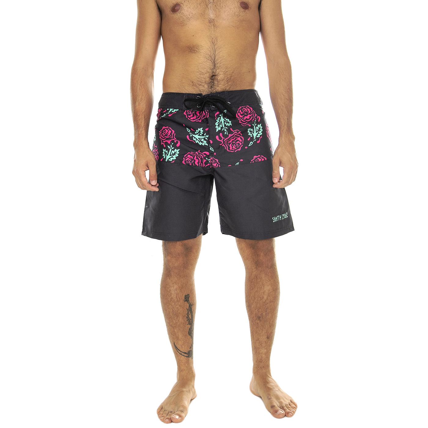 Dressen Rose Crew Two Black - Costume da Bagno Uomo Nero / Multi SCA-SHR-5082  SANTA CRUZ 