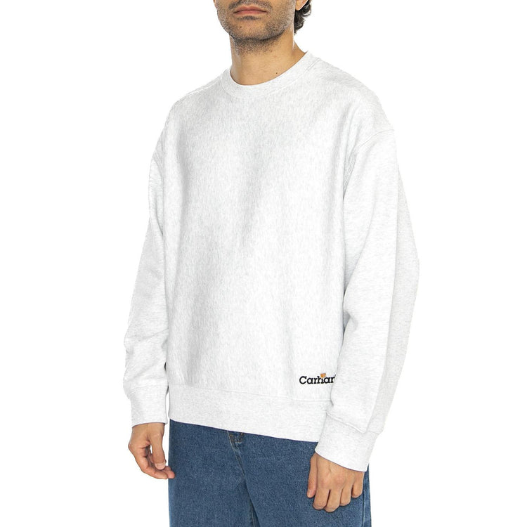 Label Script Sweat Ash Heather - Felpa Girocollo Uomo Grigia I034429.482XX  CARHARTT WIP 