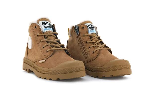 Pampa Hi Cuff Wps Oz Dear Brown - Scarpe Stringate Profilo Alto Bambini Marroni PAK57217-252-M  PALLADIUM 
