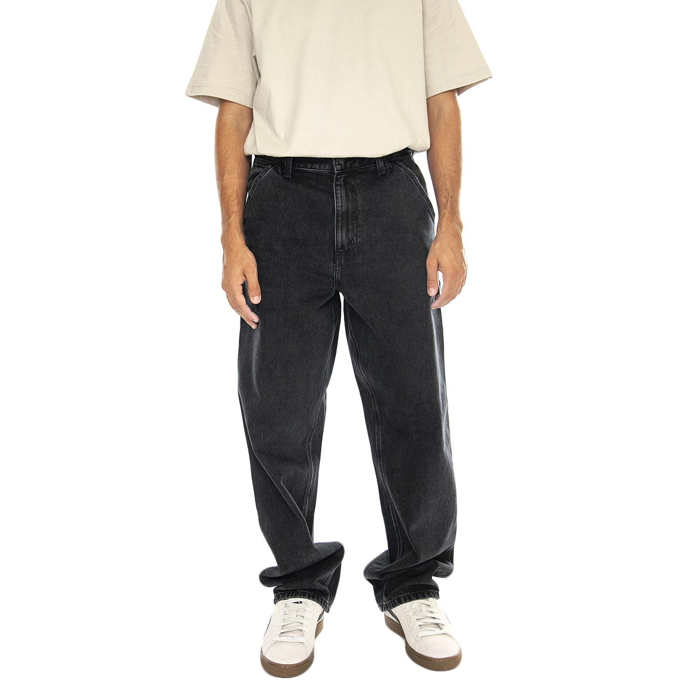 Single Knee Pant Black /stone washed - Pantaloni Uomo Neri I032024.8906 . CARHARTT WIP 
