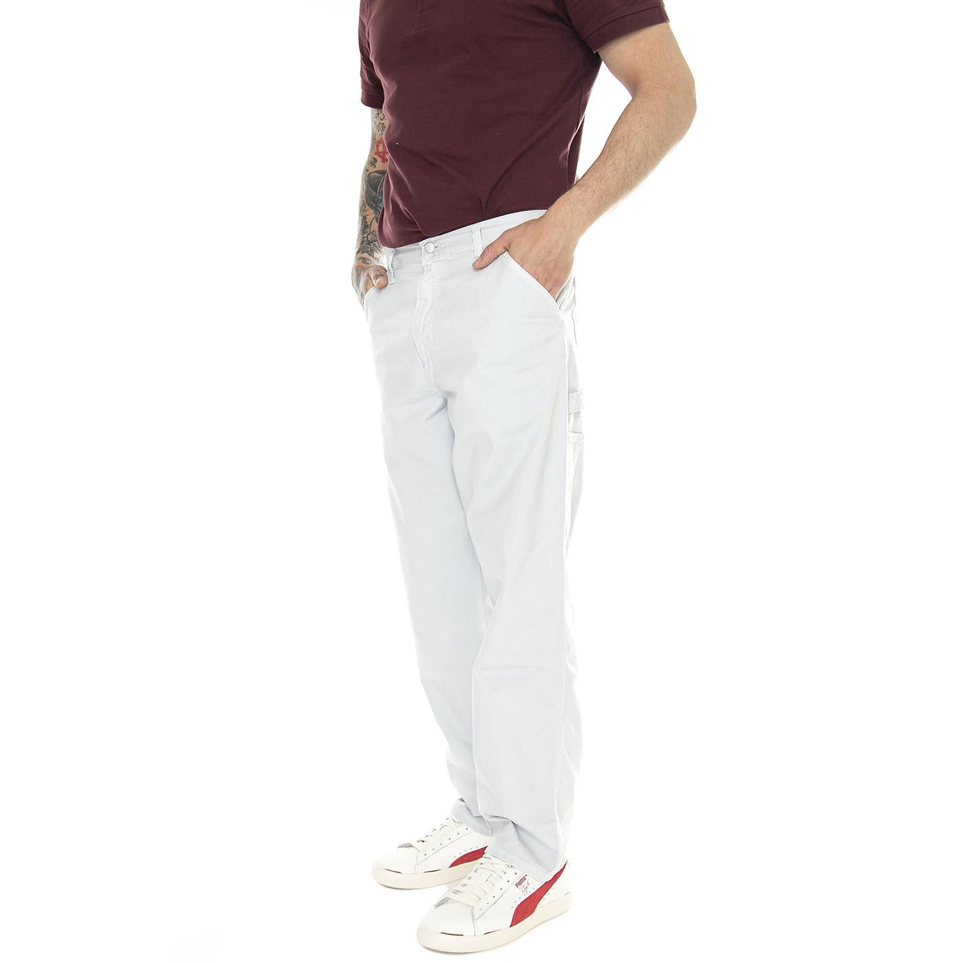 Single Knee Pant Sonic Silver /garment dyed - Pantaloni Uomo Grigi I031499.1YEGD  CARHARTT WIP 